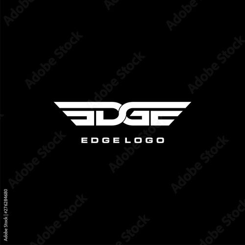 edge letter wings logo design