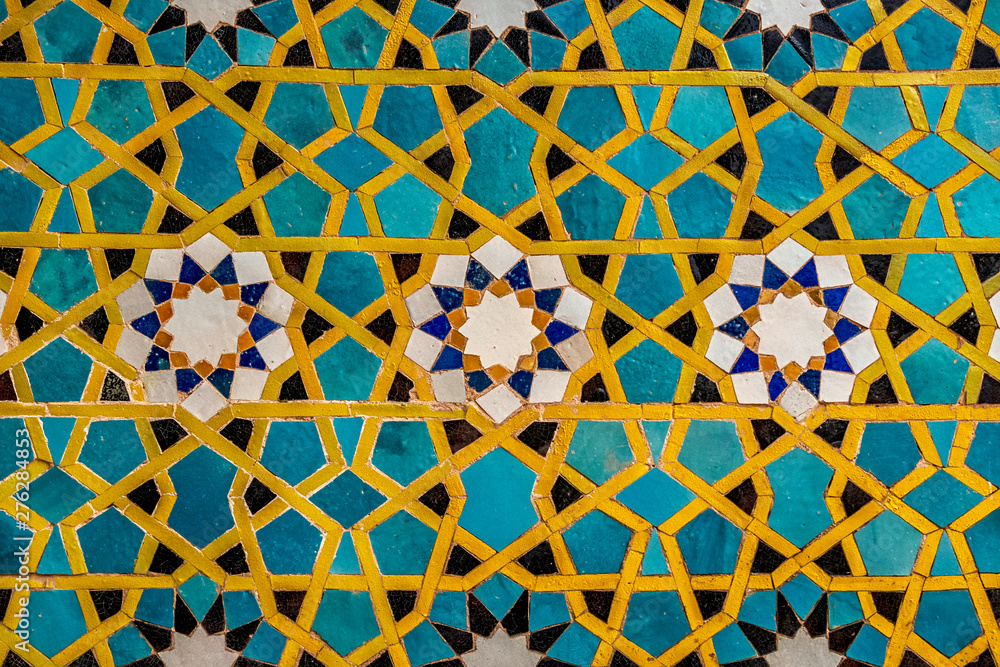Colorful oriental geometric traditional iranian and Persian pattern inside the mosque
