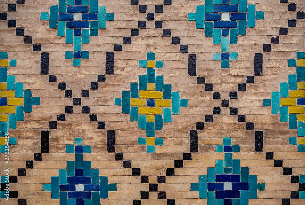 Colorful oriental geometric traditional iranian and Persian pattern inside the mosque