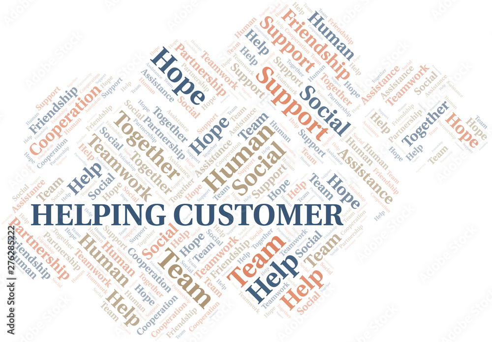 Helping Customer word cloud. Vector made with text only. Helping Customer word cloud. Vector made with text only.