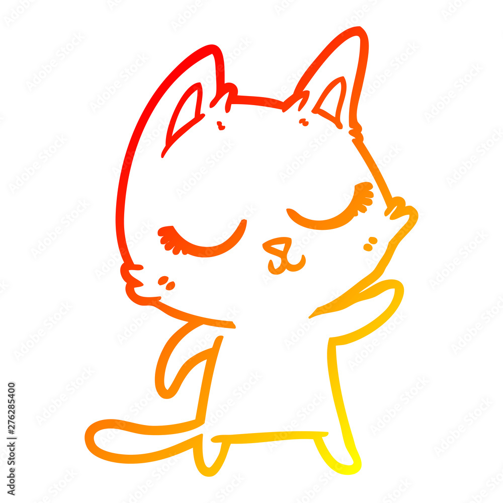 warm gradient line drawing calm cartoon cat warm gradient line drawing calm cartoon cat