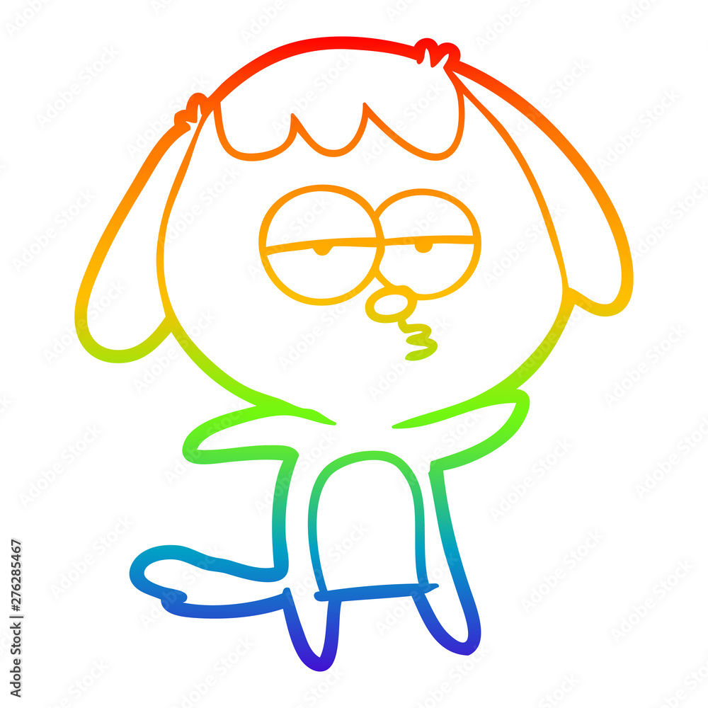 rainbow gradient line drawing cartoon bored dog rainbow gradient line drawing cartoon bored dog