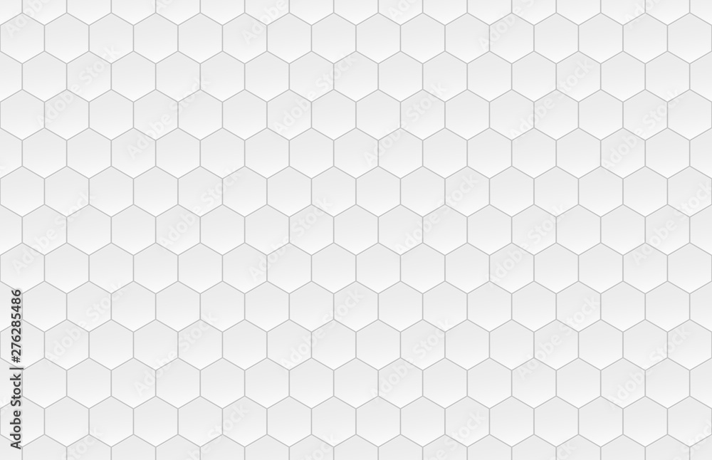 Fototapeta premium Hexagon seamless pattern. White honeycomb on gray background. Golf texture.
