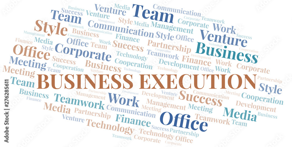 Fototapeta premium Business Execution word cloud. Collage made with text only.
