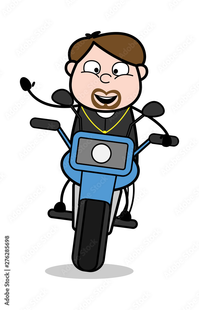 Riding a Bike - Cartoon Priest Monk Vector Illustration