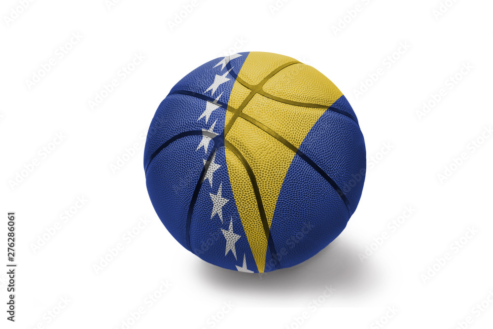 basketball ball with the national flag of bosnia and herzegovina on the white background