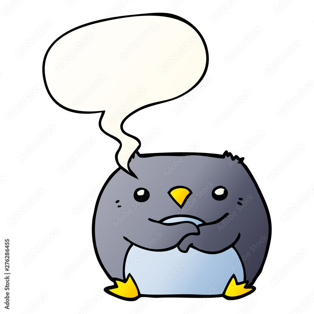 cartoon penguin and speech bubble in smooth gradient style cartoon penguin and speech bubble in smooth gradient style