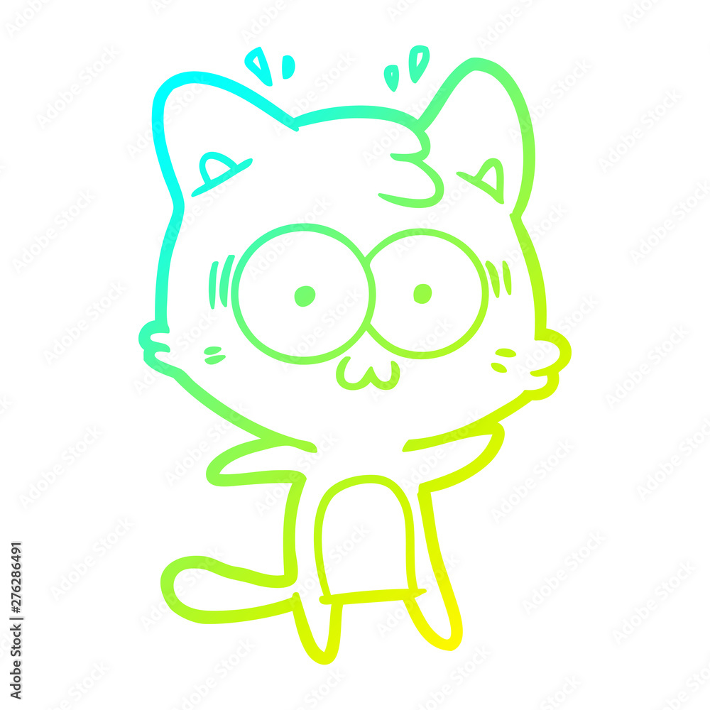 cold gradient line drawing cartoon surprised cat cold gradient line drawing cartoon surprised cat