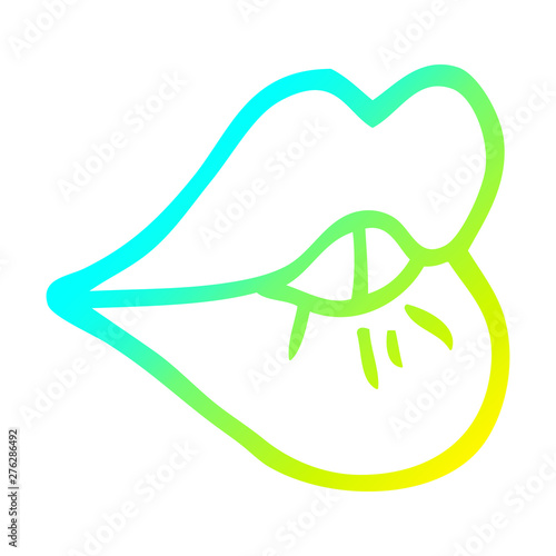 cold gradient line drawing cartoon pouting lips