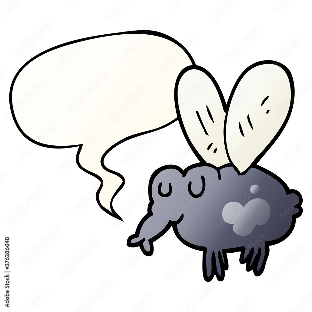 cartoon fly and speech bubble in smooth gradient style cartoon fly and speech bubble in smooth gradient style
