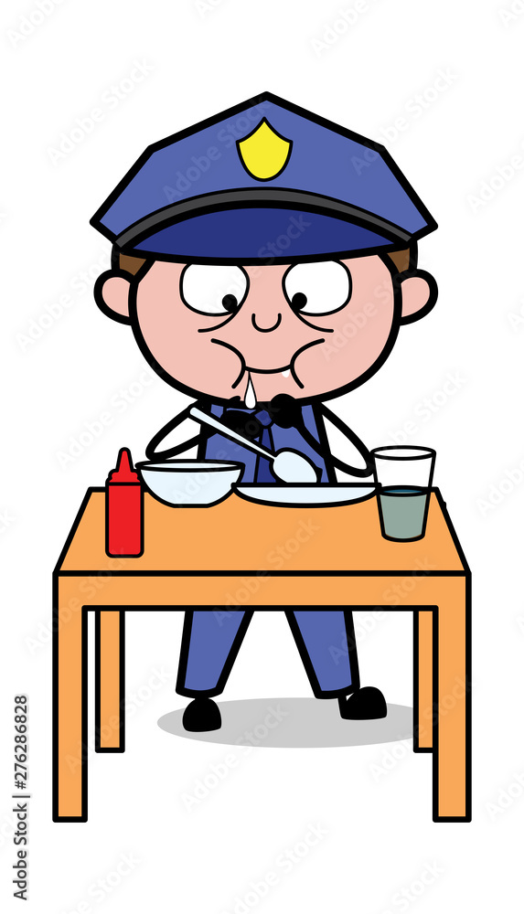 Having Lunch - Retro Cop Policeman Vector Illustration Having Lunch - Retro Cop Policeman Vector Illustration