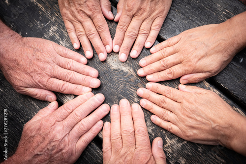 Slika na platnu group of hands touch each other like a seance