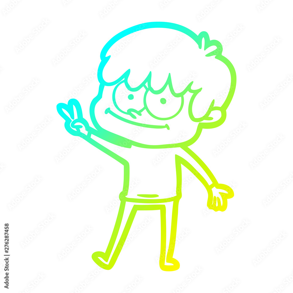 cold gradient line drawing happy cartoon man cold gradient line drawing happy cartoon man