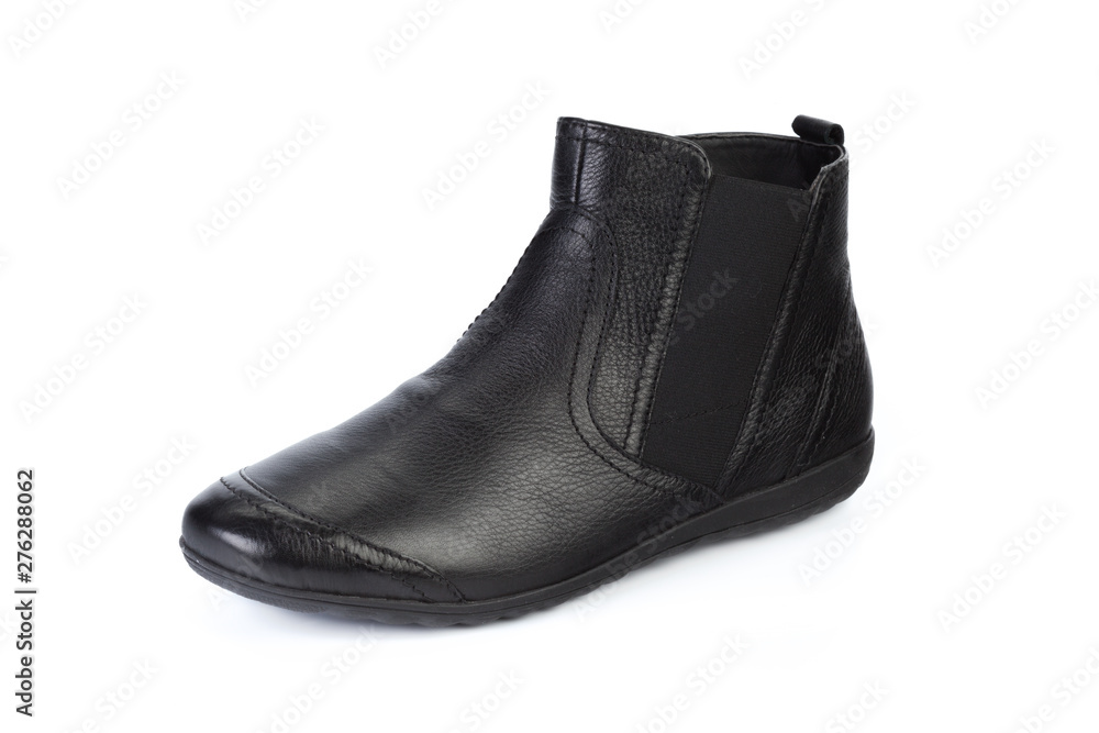 Black leather formal male shoes isolated on white background