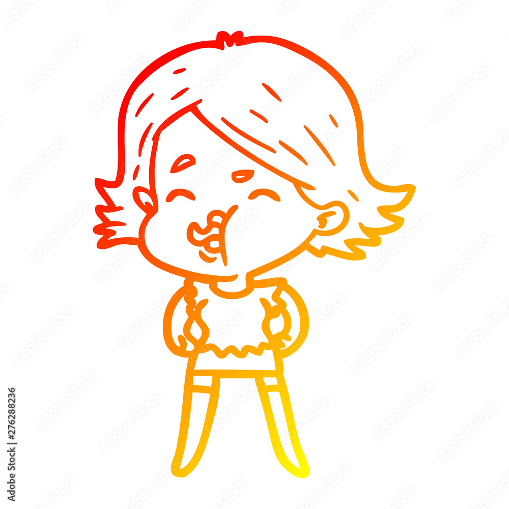 warm gradient line drawing cartoon girl pulling face warm gradient line drawing cartoon girl pulling face