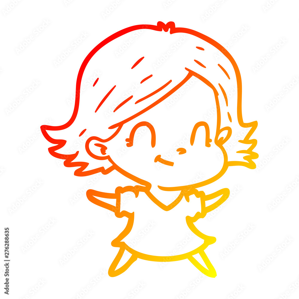 warm gradient line drawing cartoon friendly girl warm gradient line drawing cartoon friendly girl