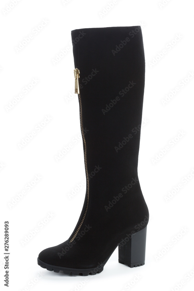 Woman high knee leather boots isolated on white background Woman high knee leather boots isolated on white background