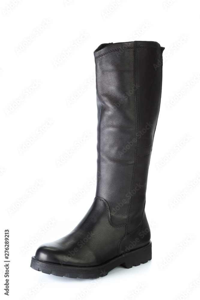 Woman high knee leather boots isolated on white background Woman high knee leather boots isolated on white background