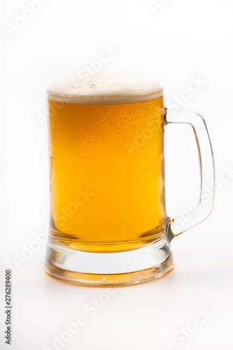 glass of beer on white background