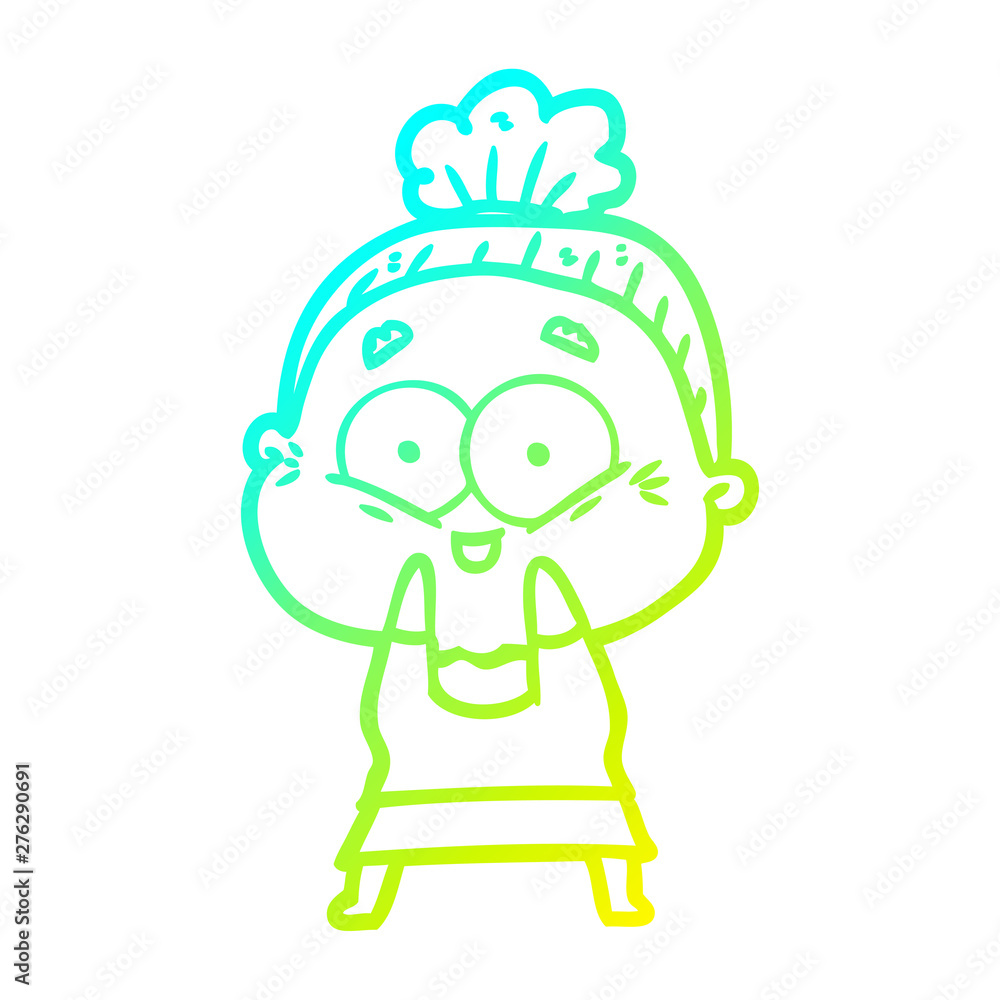 cold gradient line drawing cartoon happy old woman cold gradient line drawing cartoon happy old woman