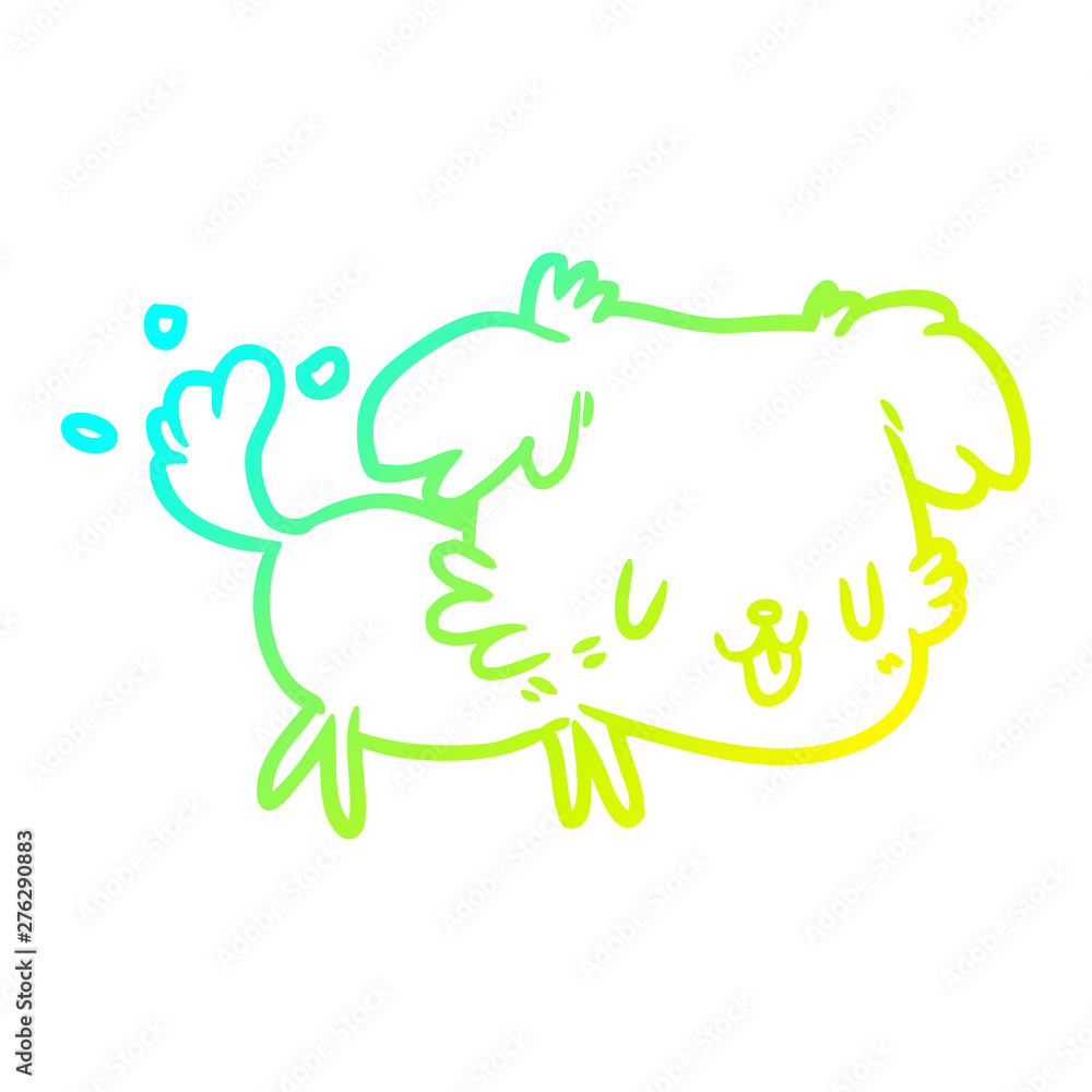 Fototapeta premium cold gradient line drawing cute dog wagging tail