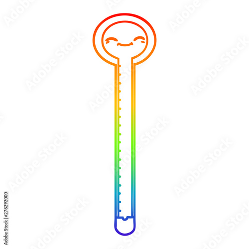 rainbow gradient line drawing cartoon thermometer