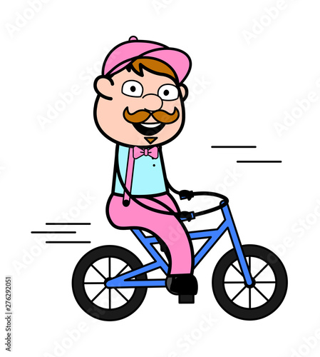 Cycling - Retro Delivery Man Vendor Vector Illustration