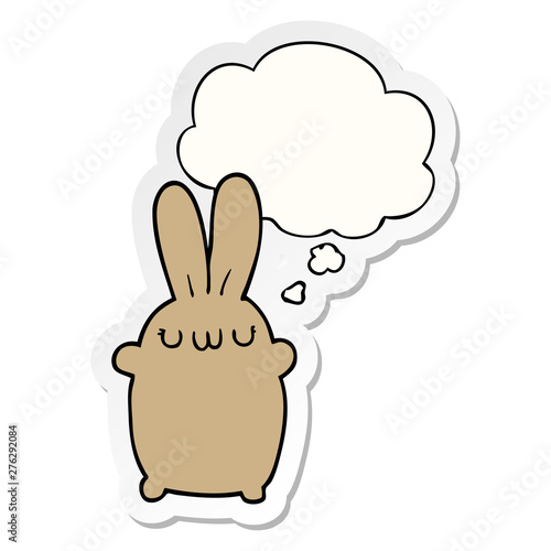cartoon rabbit and thought bubble as a printed sticker