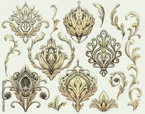 Set of Decorative Ornamental Drawing