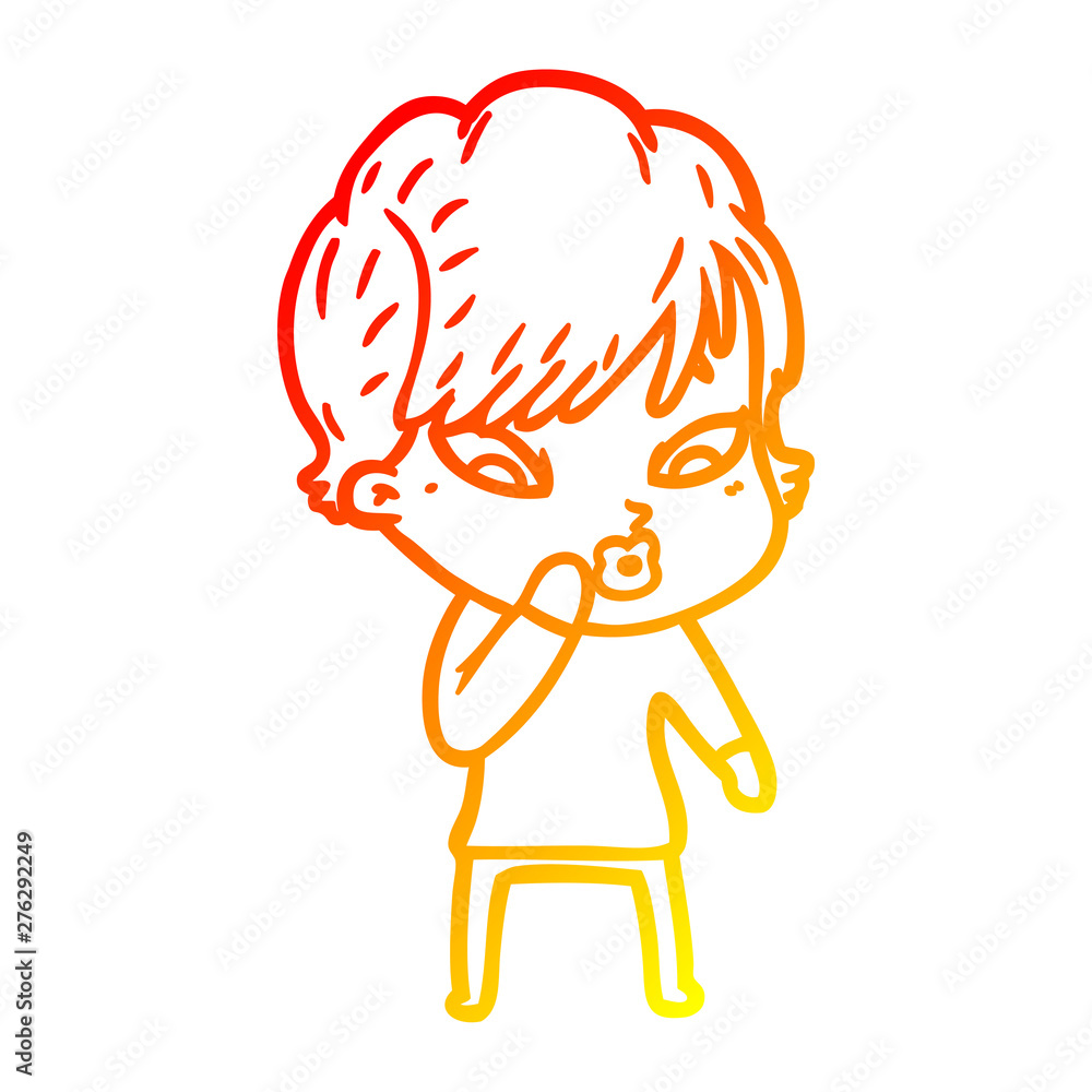 warm gradient line drawing cartoon woman warm gradient line drawing cartoon woman
