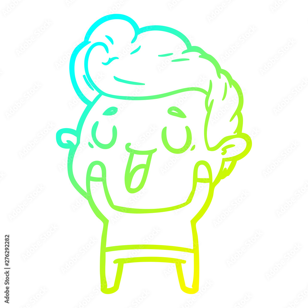 cold gradient line drawing happy cartoon man cold gradient line drawing happy cartoon man