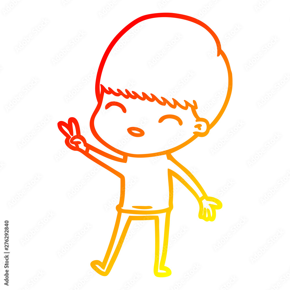 warm gradient line drawing happy cartoon boy warm gradient line drawing happy cartoon boy