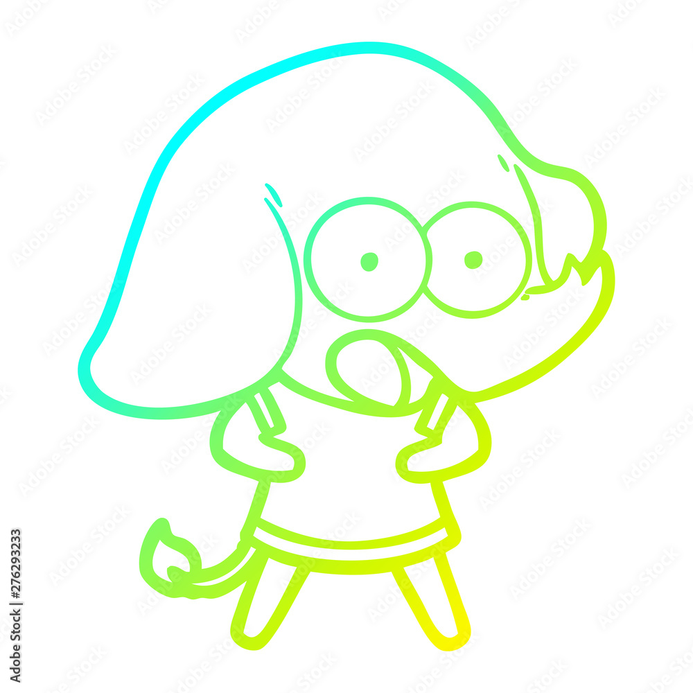 cold gradient line drawing cute cartoon elephant cold gradient line drawing cute cartoon elephant