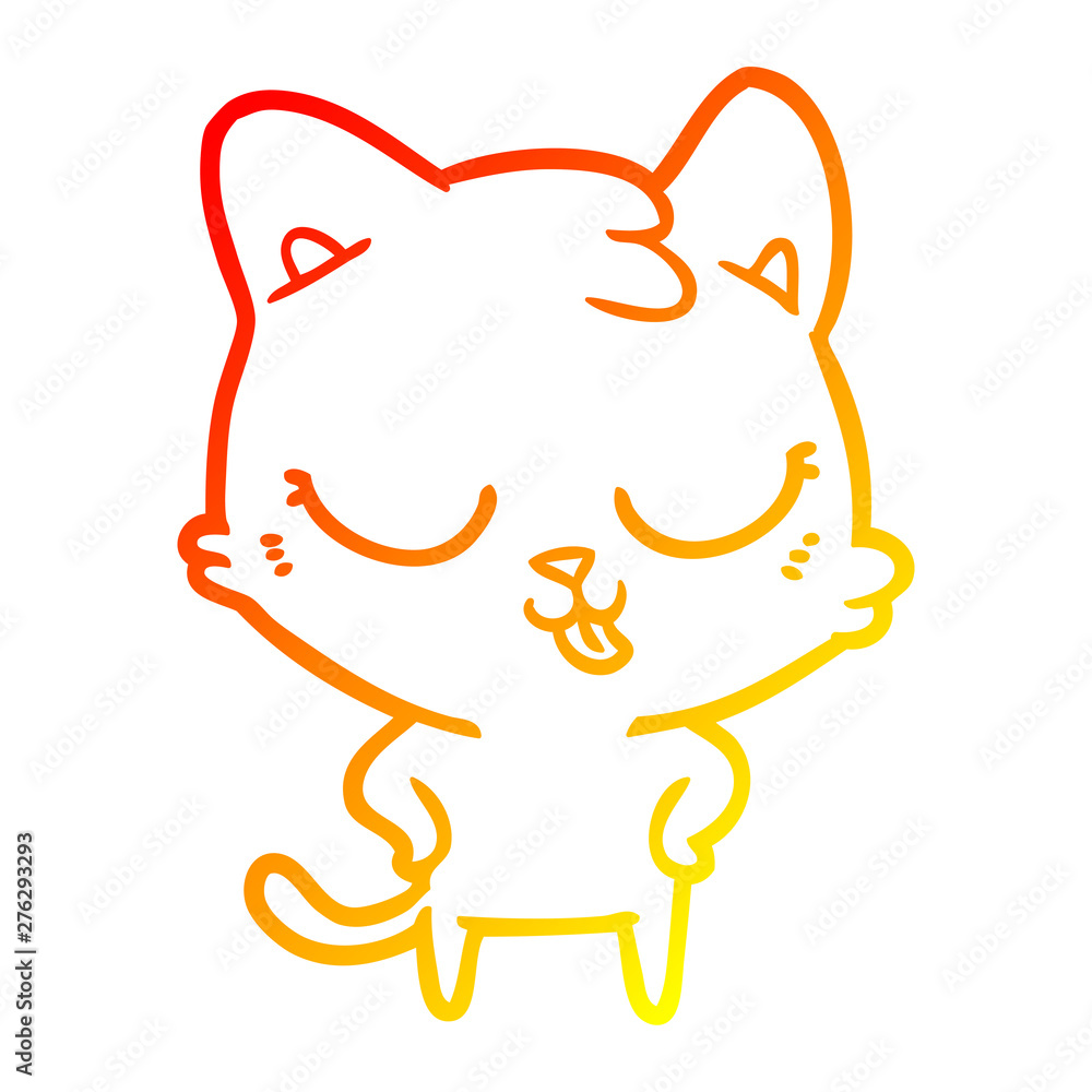 warm gradient line drawing cartoon cat warm gradient line drawing cartoon cat