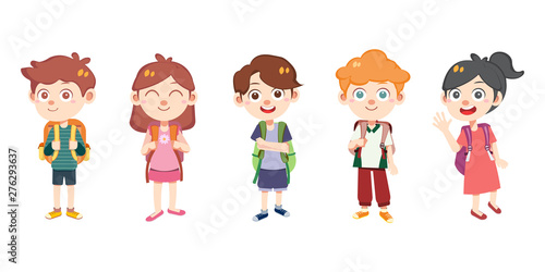 kids go to school vector isolated