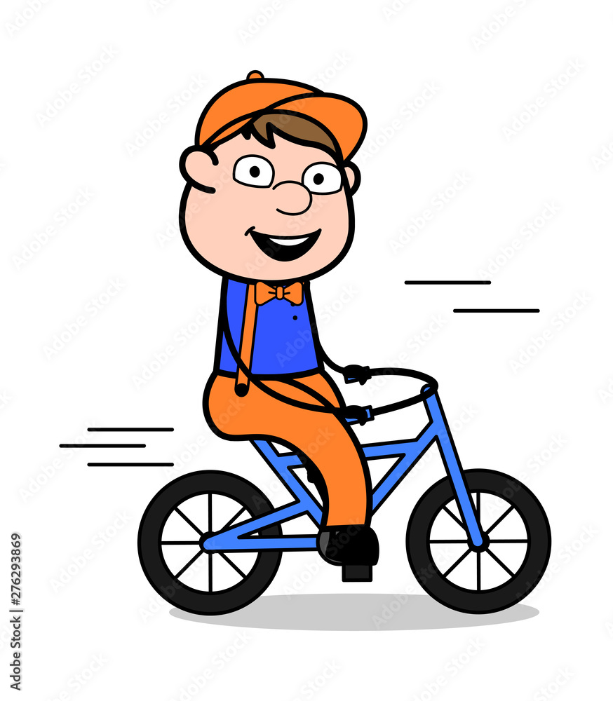 Cycling - Retro Cartoon Carpenter Worker Vector Illustration Cycling - Retro Cartoon Carpenter Worker Vector Illustration