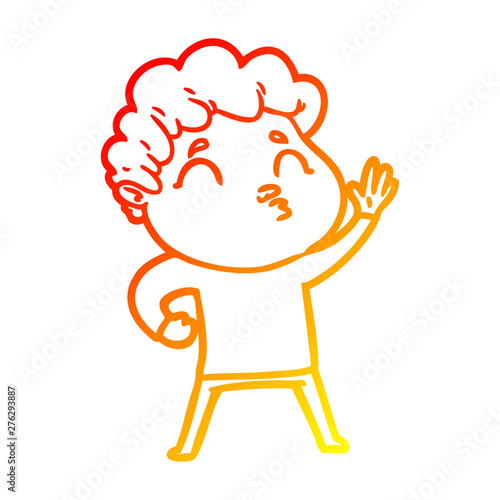 warm gradient line drawing cartoon man pouting