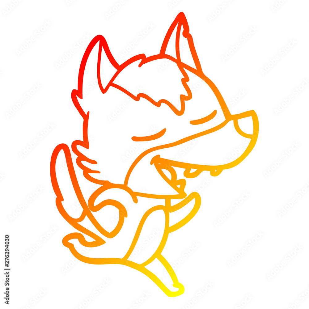 warm gradient line drawing cartoon running wolf laughing warm gradient line drawing cartoon running wolf laughing
