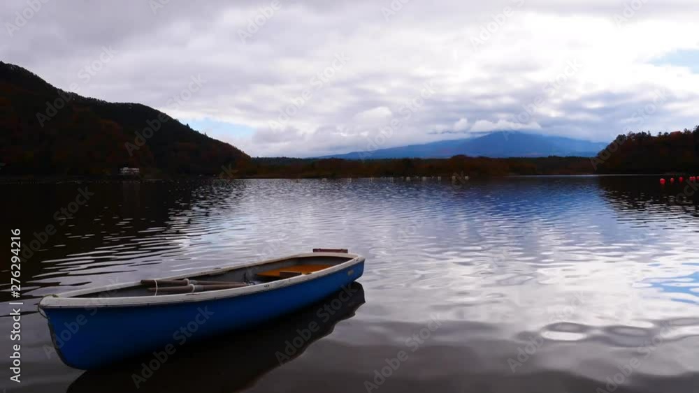 Time lapse of boat in Kawaguchi Lake, Japan Time lapse of boat in Kawaguchi Lake, Japan
