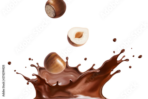 Splashing chocolate liquid