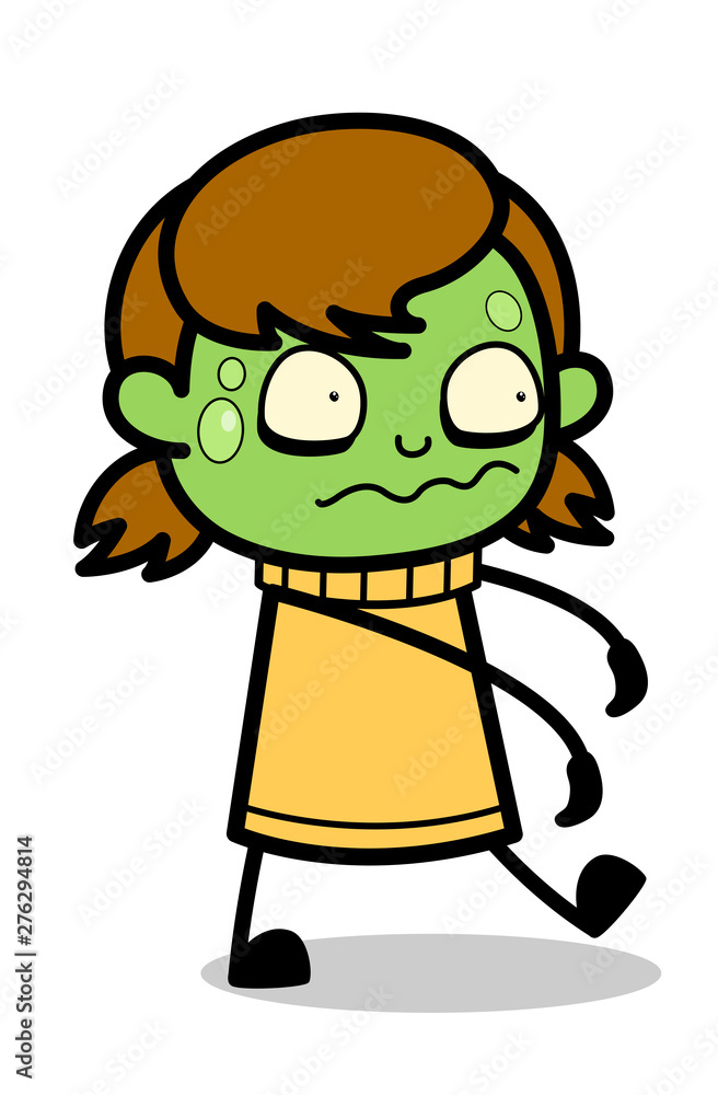 Zombie Walk - Retro Cartoon Girl Teen Vector Illustration Zombie Walk - Retro Cartoon Girl Teen Vector Illustration