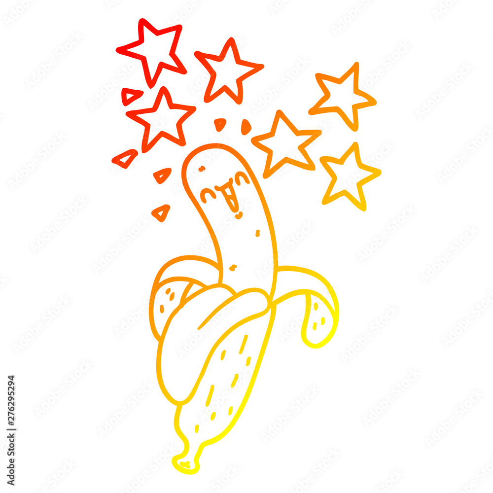 Obraz premium warm gradient line drawing cartoon magic banana