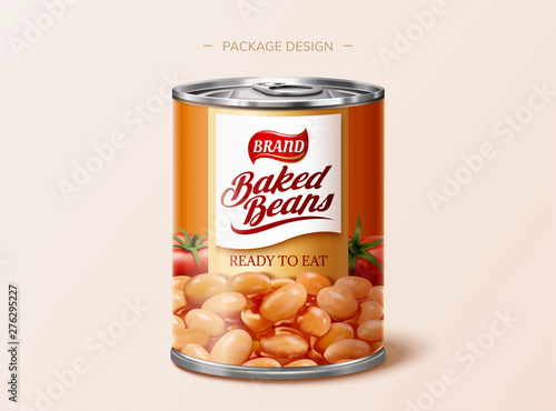 Baked beans tin package design