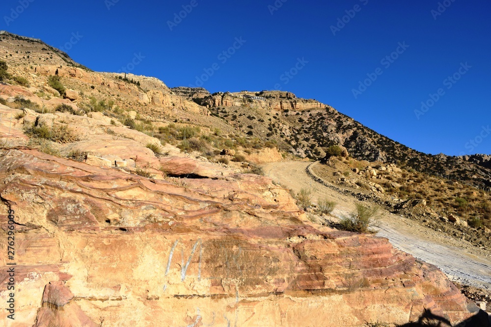 Fototapeta premium Red Stones with a Road to Dana Reserve- Jordan