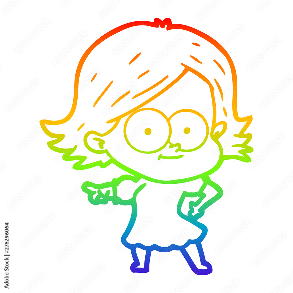 rainbow gradient line drawing happy cartoon girl rainbow gradient line drawing happy cartoon girl