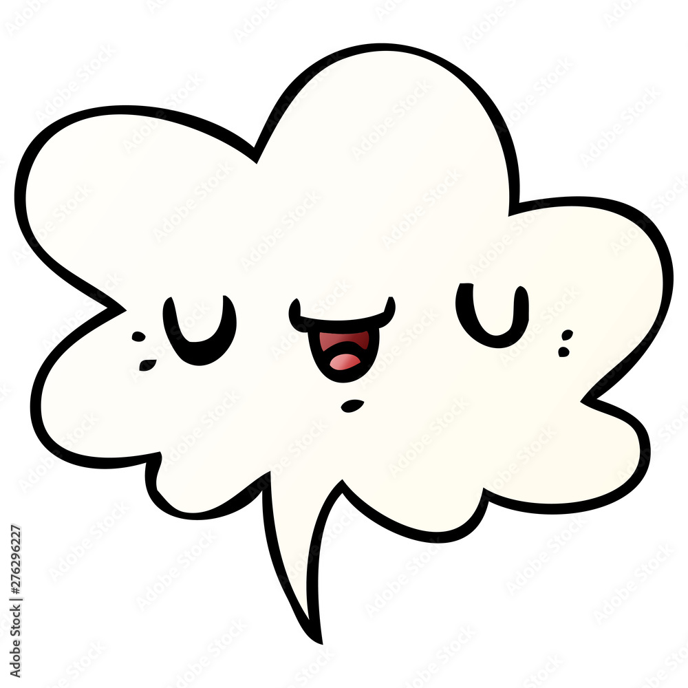 happy cartoon face and speech bubble in smooth gradient style happy cartoon face and speech bubble in smooth gradient style