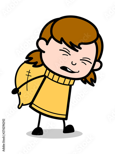 Heavy Burden - Retro Cartoon Girl Teen Vector Illustration