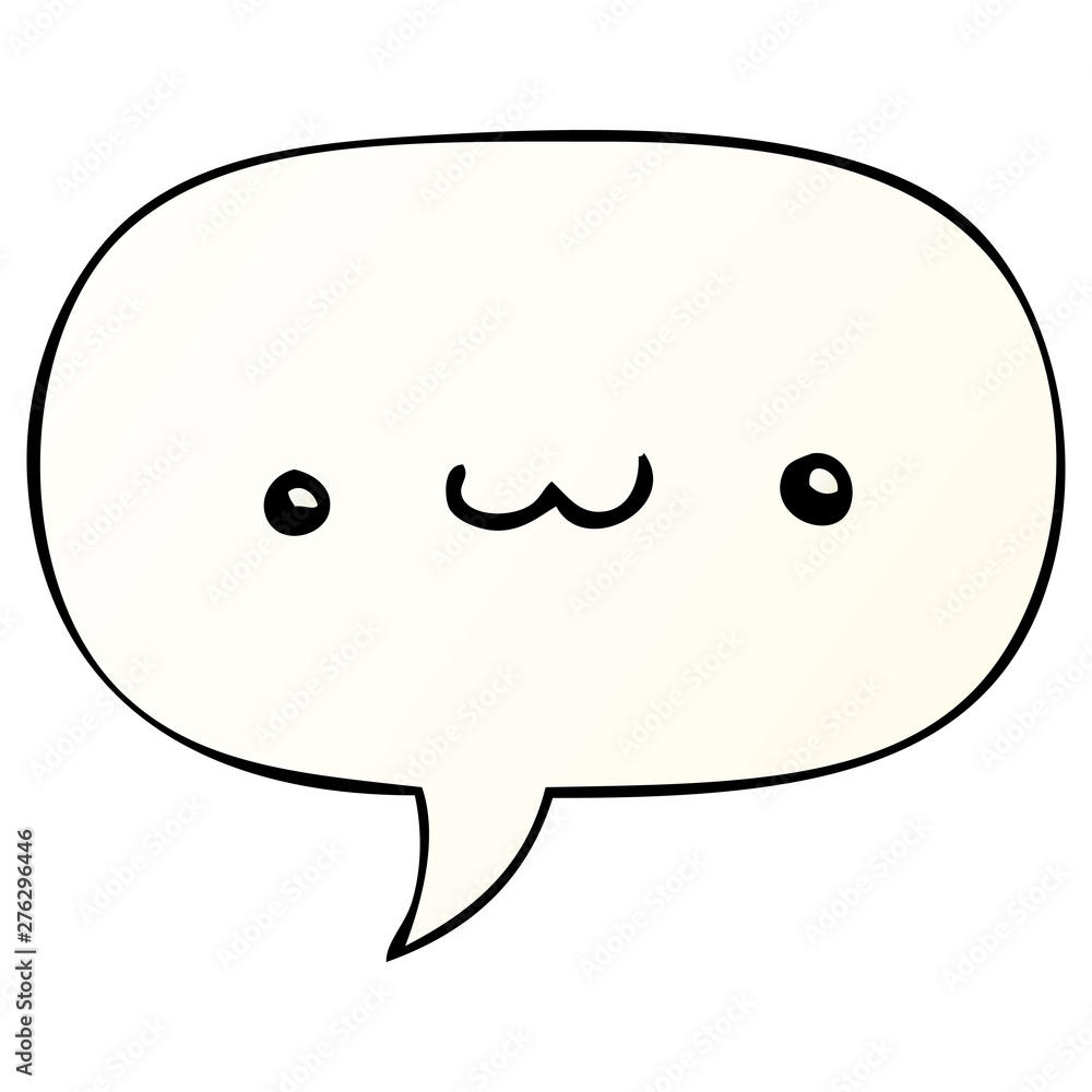 happy cartoon expression and speech bubble in smooth gradient style happy cartoon expression and speech bubble in smooth gradient style