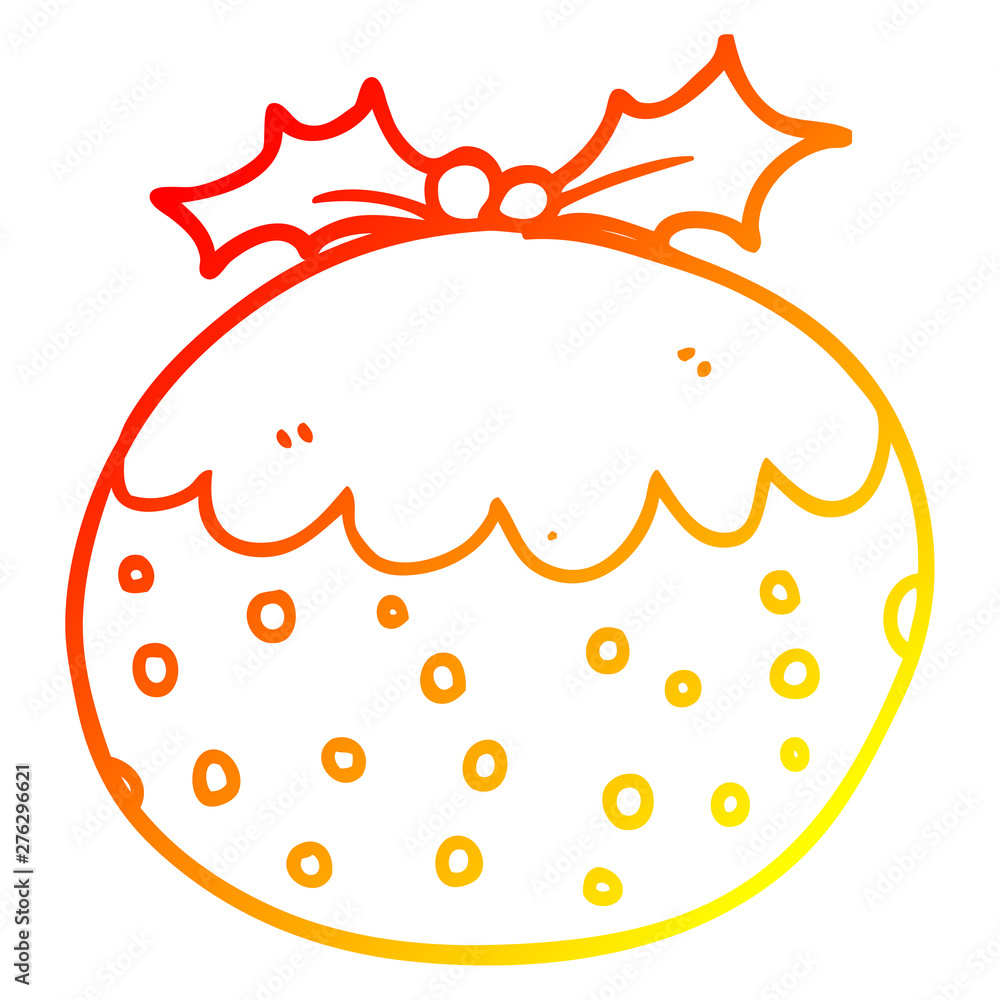 warm gradient line drawing cartoon christmas pudding warm gradient line drawing cartoon christmas pudding