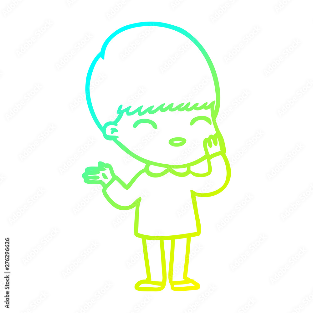 cold gradient line drawing happy cartoon boy cold gradient line drawing happy cartoon boy
